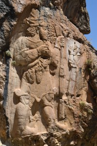 Hittite rock relief of God Tarhu and King Warpalawas of Tyana (around 730 BC)