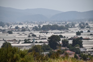 View from Xanthos to plaine covered with green houses for vegetable production