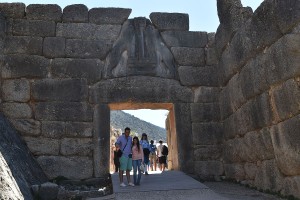 The entrance to Mycenae with the famous lions and the cyclopic wall